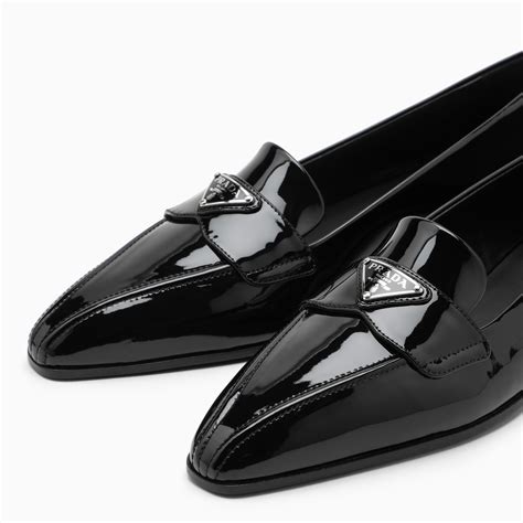 prada black patent loafers|Prada pointy toe loafers.